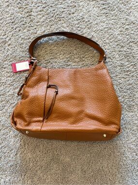 Vince Camuto Cognac Pebbled Leather Shoulder Bag REAL
